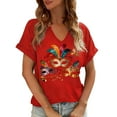 thumbnail image 1 of Erwazi Womens Mardi Gras T-Shirt Graphic Printed Short Sleeve V Neck Tees Carnival Party Tee Top, 1 of 6