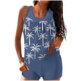 thumbnail image 1 of Erwazi Womens Modest Swimsuit Set Printed Crew Neck Tankini Top Tummy Control Boyshort with Padded, 1 of 5