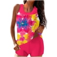 thumbnail image 1 of Erwazi Womens Modest Swimsuit Set Printed Crew Neck Tankini Top Tummy Control Boyshort with Padded, 1 of 5