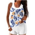 thumbnail image 1 of Erwazi Womens Modest Swimsuit Set Printed Crew Neck Tankini Top Tummy Control Boyshort with Padded, 1 of 5