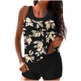 thumbnail image 1 of Erwazi Womens Modest Swimsuit Set Printed Crew Neck Tankini Top Tummy Control Boyshort with Padded, 1 of 5