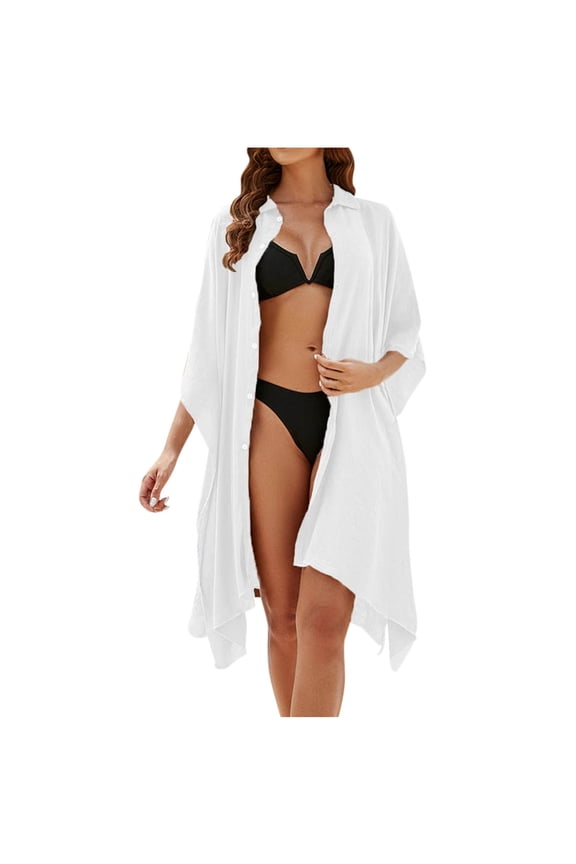 Womens Open Front Beach Swimsuit Cover Ups Loose Cardigan Sun Protection Summer Bathing Suit Cover Up