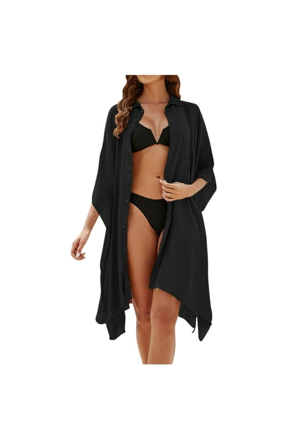 Womens Open Front Beach Swimsuit Cover Ups Loose Cardigan Sun Protection Summer Bathing Suit Cover Up