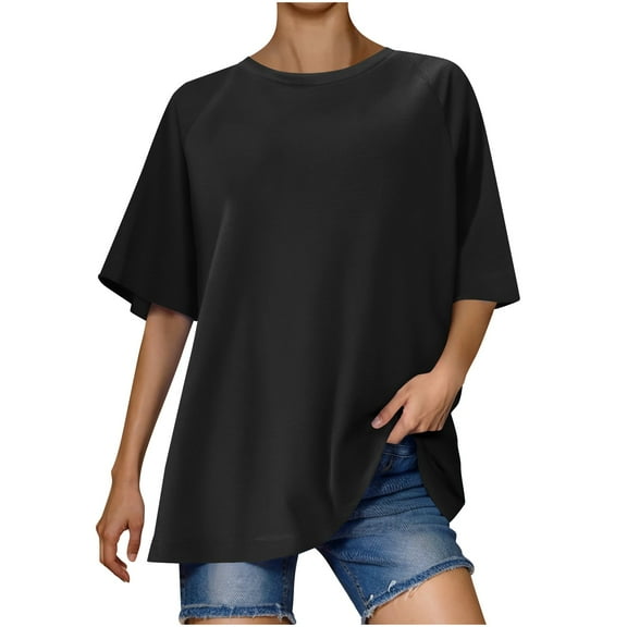 Erwazi Womens Oversized T Shirts Crew Neck Short Sleeve Basic Tees Summer Tops Casual Loose Shirts Tunic