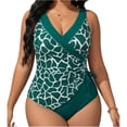 thumbnail image 1 of Erwazi Womens Plus Size Printed One Piece Tummy Control Swimsuit Ruffled Front Backless Bathing Suit, 1 of 8