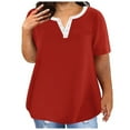 thumbnail image 1 of Erwazi Womens Plus Size Tops Summer Blouses Tunic Short Sleeve Button V Neck Dressy Casual Loose Shirts Plain Basic Tees, 1 of 4