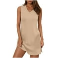 thumbnail image 1 of Erwazi Womens Short Sleeve Mini Dresses Summer Casual V Neck Tiered Swing Flowy Dress with Pockets, 1 of 6