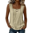 thumbnail image 1 of Erwazi Womens Square Neck Tank Top Button Wide Strap Sleeveless Casual Trendy Top, 1 of 9
