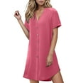 thumbnail image 1 of Erwazi Womens Summer Dresses Short Sleeve V-Neck Shirt Dress Button Down Pajama Dress, 1 of 6