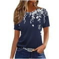 thumbnail image 1 of Erwazi Womens Summer Tunic Tops Dressy Pleated Crewneck Short Sleeve Shirts Blouses, 1 of 4