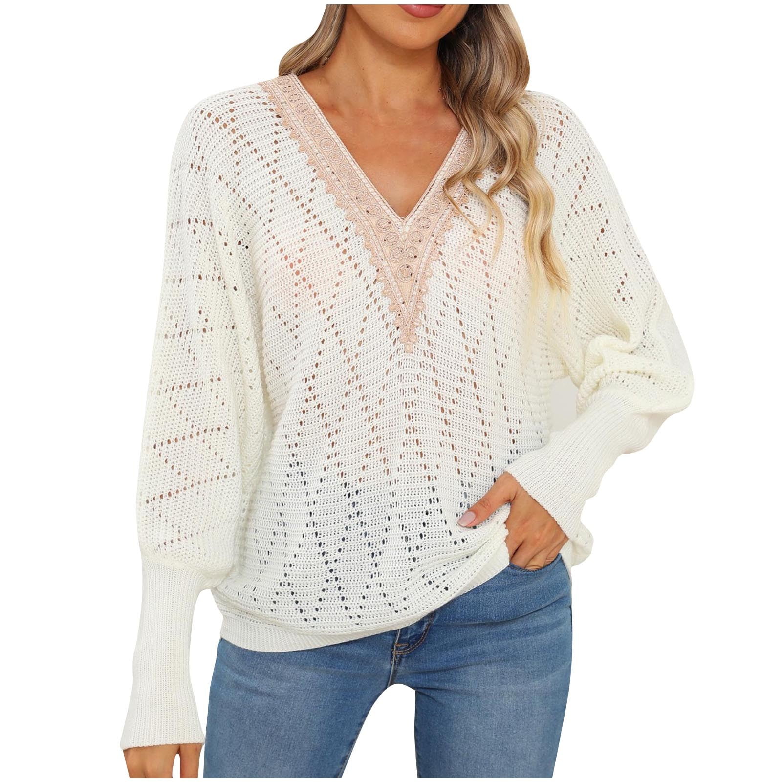 KINIKO Women's Lightweight V-Neck Pullover Sweater - Soft Long Sleeve Casual Top For Fall 2024 - View #9