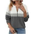 thumbnail image 1 of Erwazi Womens Sweatshirts Half Zip Pullover Tops Color Block Quarter Zipper Hoodies Fall Winter Clothes, 1 of 3