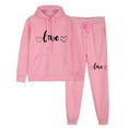 thumbnail image 1 of Erwazi Womens Sweatsuits 2pcs Sets Jogger Set Casual 2 Piece Outfit Letter Hoodie Sweatshirts Long Tracksuits, Pink, S, 1 of 6