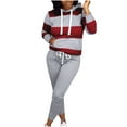thumbnail image 1 of Erwazi Womens Two Piece Outfit Sets Casual Hoodie Sweatsuits Striped Top and Sweatpants Set, Gray, S, 1 of 3