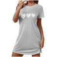 thumbnail image 1 of Erwazi Womens Valentines Day Heart Print Long Nightgown Crew Neck Short Sleeved Sleepwear, 1 of 6