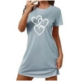 thumbnail image 1 of Erwazi Womens Valentines Day Heart Print Long Nightgown Crew Neck Short Sleeved Sleepwear, 1 of 5