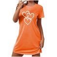 thumbnail image 1 of Erwazi Womens Valentines Day Heart Print Long Nightgown Crew Neck Short Sleeved Sleepwear, 1 of 5