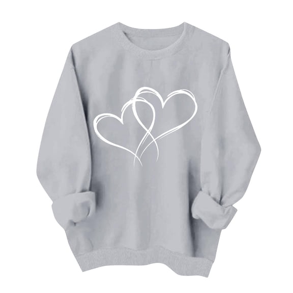 Erwazi Womens Valentines Hoodies Sweatshirts Crewneck Long Sleeve Cute Print Pullover Tops