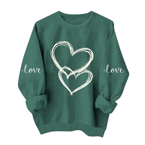 Erwazi Womens Valentines Hoodies Sweatshirts Crewneck Long Sleeve Cute Print Pullover Tops