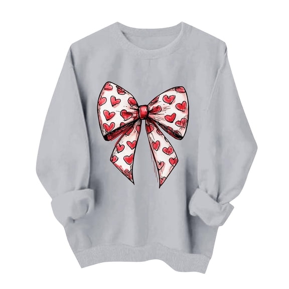 Erwazi Womens Valentines Hoodies Sweatshirts Crewneck Long Sleeve Cute Print Pullover Tops