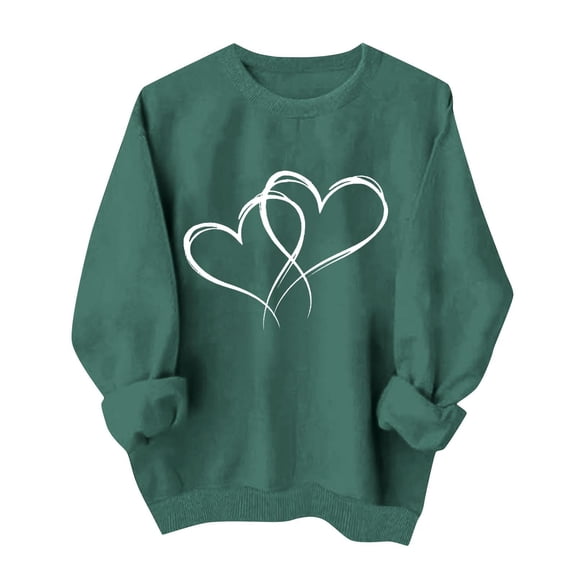 Erwazi Womens Valentines Hoodies Sweatshirts Crewneck Long Sleeve Cute Print Pullover Tops