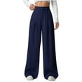 thumbnail image 1 of Erwazi Womens Wide Leg Dress Pants Casual Business Work Twill Pants Solid Color Loose Trousers, Blue, S, 1 of 6