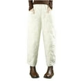 thumbnail image 1 of Erwazi Womens Wide Leg Loose Fit Pants Casual Solid Thermal Pants Elastic Waist Trousers with Pockets, White, XL, 1 of 6