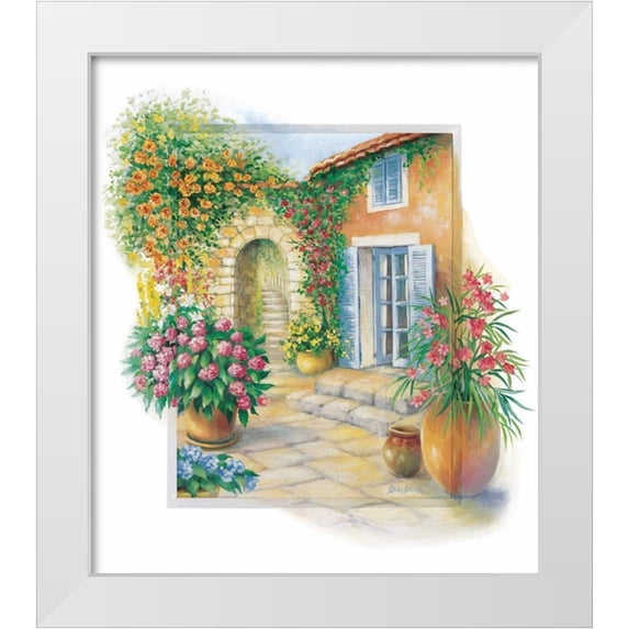 Erwin, Eric 12x13 White Modern Wood Framed Museum Art Print Titled - Flowery courtyard