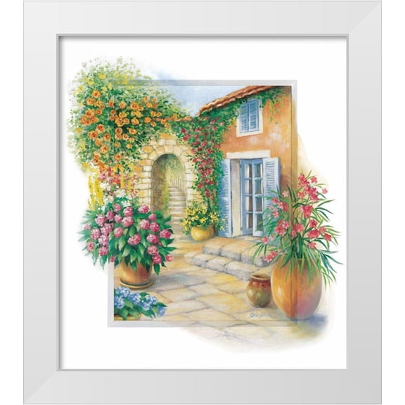 Erwin, Eric 12x13 White Modern Wood Framed Museum Art Print Titled - Flowery courtyard