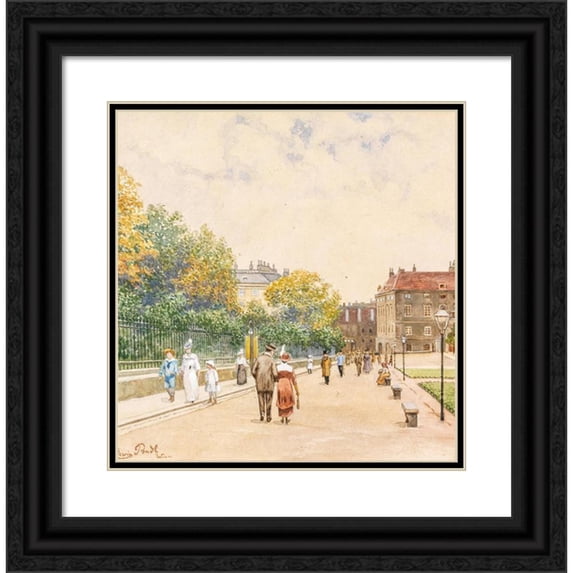 Erwin Pendl 20x20 Black Ornate Framed Double Matted Museum Art Print Titled: At the Volksgarten