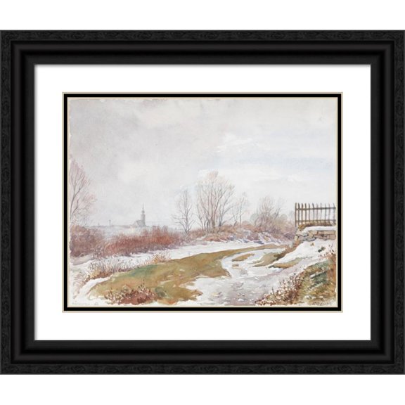 Erwin Pendl 24x20 Black Ornate Framed Double Matted Museum Art Print Titled: Pochlarn