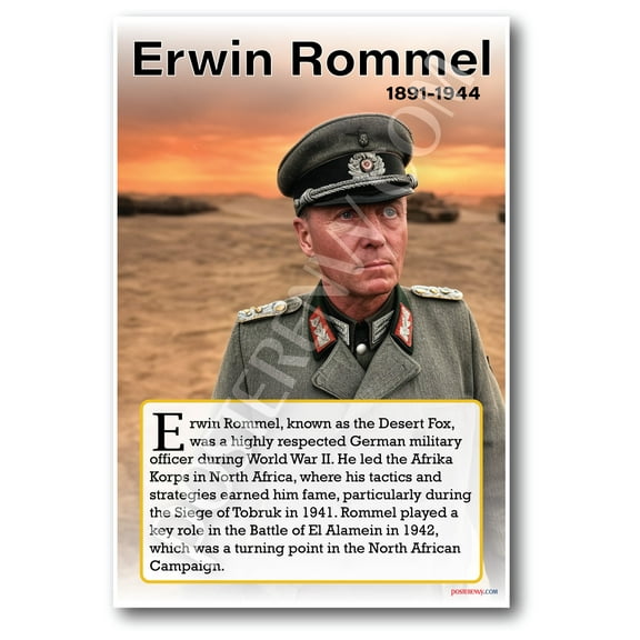 Erwin Rommel - WWII Field Marshal - Biography Poster 18 x 12 inch