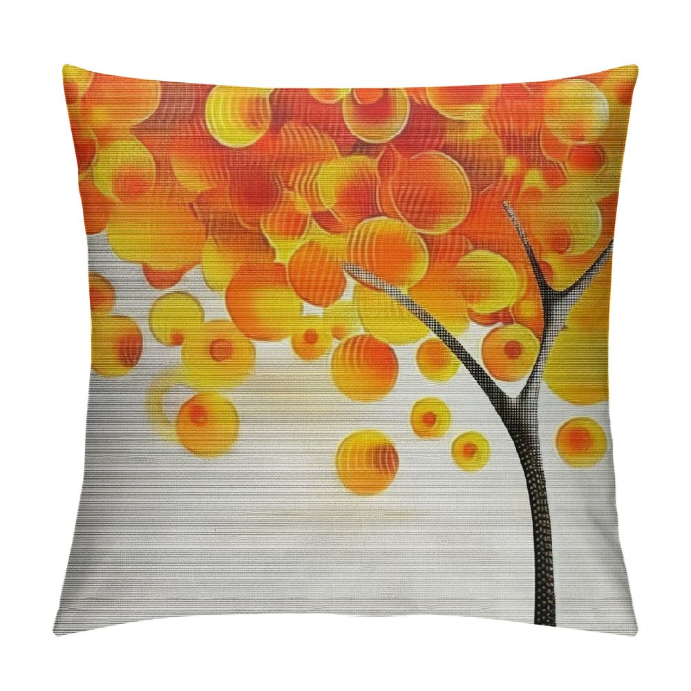 Erxjss Abstract Throw Pillow Cushion Cover, Modern Tree Sun Autumn