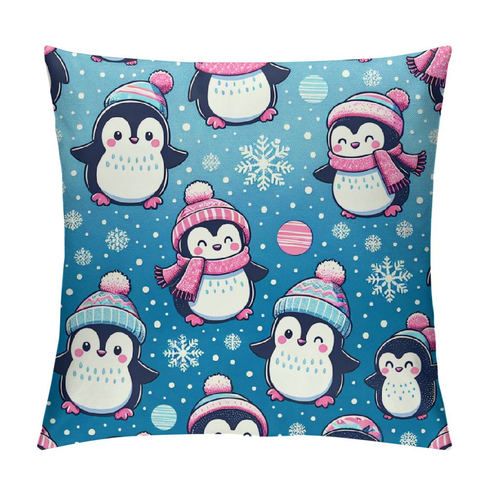 Erxjss Cute Penguins Pillow Covers, Pillow Cover Cushion Case for Bed