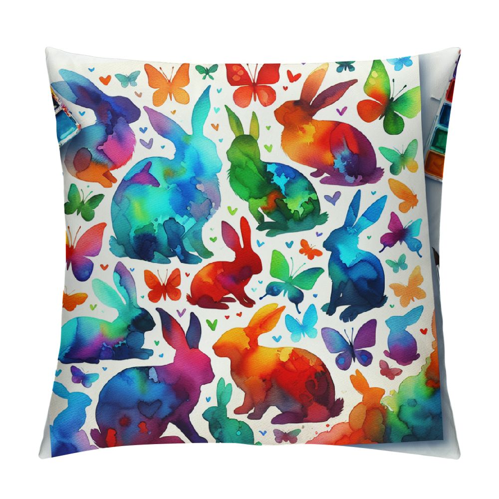 Erxjss Cute Watercolor Rabbits Pillow Covers, Pillow Cover Cushion Case