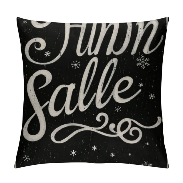 Erxjss Hello Winter Throw Pillow Cover Black Christmas Decor
