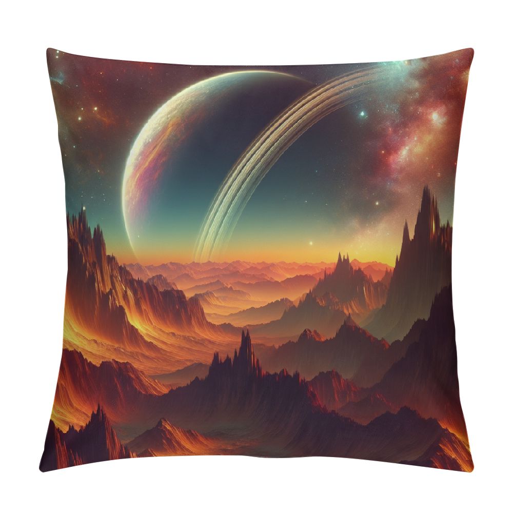 Erxjss Mountains Throw Pillow Covers Starry Night Nature Landscape