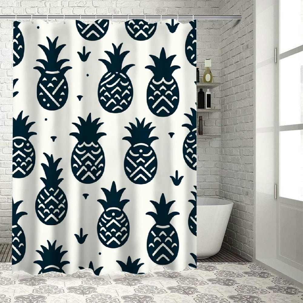 Erxjss Pineapple Stall Shower Curtain, Ombre Watercolor Scattered