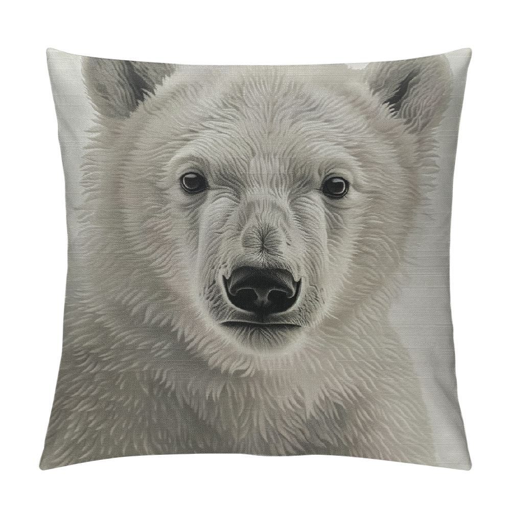 Erxjss Polar Bear Throw Pillow Case Wild Animals Cute Arctic White