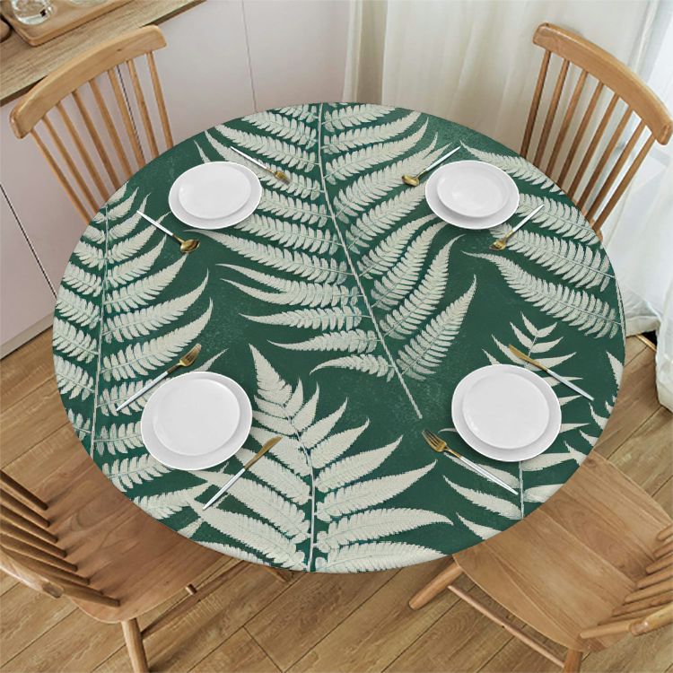 Erxjss Round Vinyl Fitted Tablecloth With Flannel Backing Elastic Edge ...