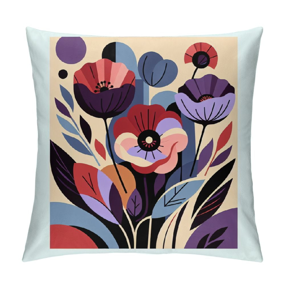 Erxjss Spring Cushion Cover Flower Abstract Modern Botanical Striped