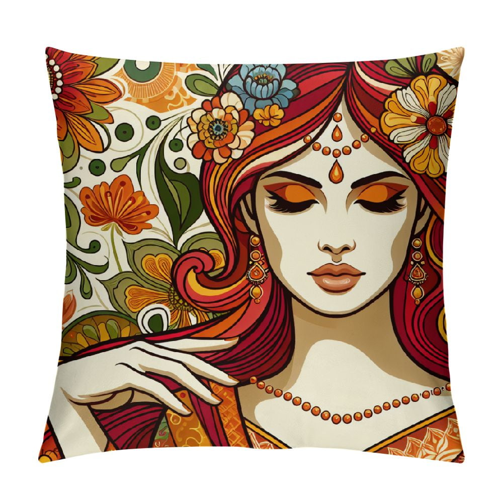 Erxjss Spring Throw Pillow Covers Floral Watercolor Flower Cartoon