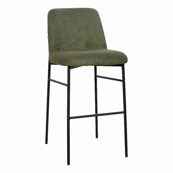 Ery Bar Height Chair Set of 2- Green Cushions- Black Metal Frame