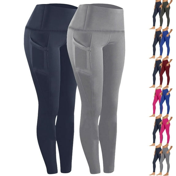 Eryao 2 Pack High Waisted Leggings for Women Soft Athletic Tummy Control Pants for Running Yoga Workout Blue S