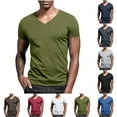 thumbnail image 1 of Eryao Basic V Neck Tees for Men Slim Fit Short Sleeve Muscle Shirts Casual Solid Color Classic Workout Beach Tshirt,Coffee,XXXL, 1 of 9