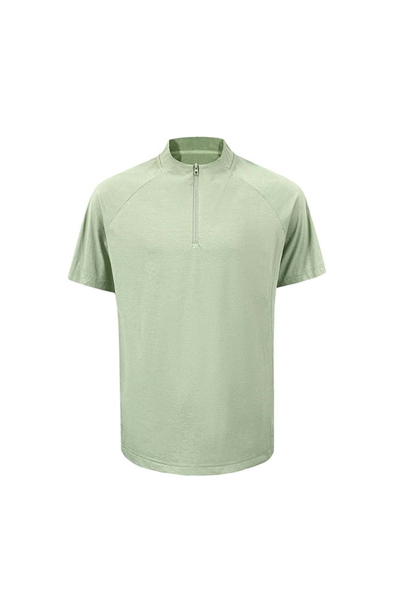 Big and Tall Athletic Shirts for Men Quarter Zip Lightweight Tennis Gym Fitness Tops Breathable Short Sleeve Workout Tees,Green,XXXL
