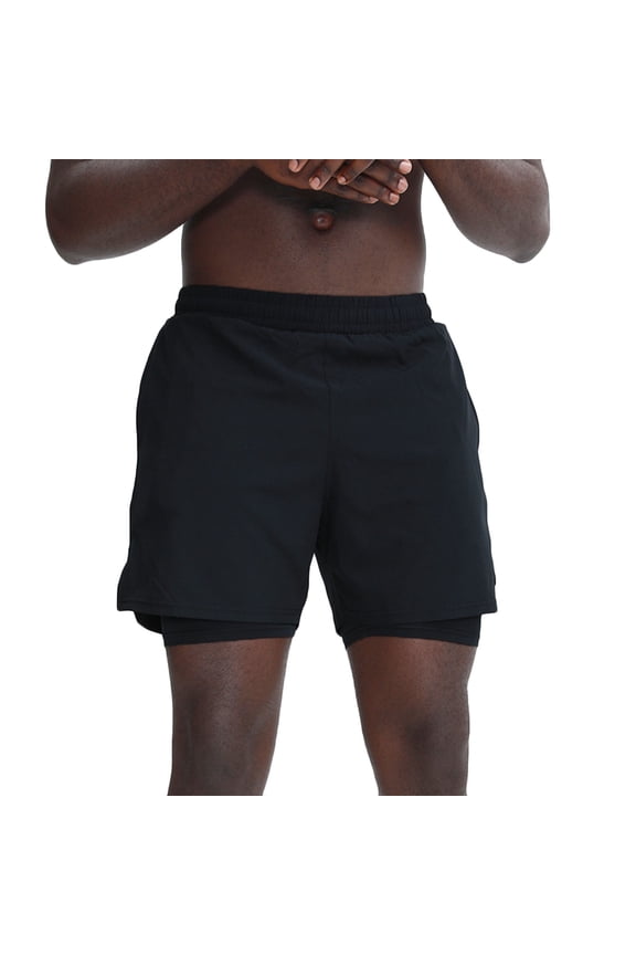 Breathable Running Shorts Men Elastic Waist Mesh Lined Drawstring Shorts Quick Dry Active Shorts with Pockets,Black,M