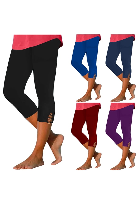 Capri Leggings for Women High Waisted Yoga Pants Knee Length Workout Capris Lightweight Soft Comfy Cropped Tights,Blue,XL