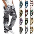 thumbnail image 1 of Eryao Men's Camo Cargo Pants Casual Outdoor Lightweight Srawstring Sweatpants with Pockets Fall Winter Casual Workout Gym Pants,Blue,L, 1 of 8