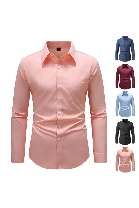 Cotton Linen Dress Shirts for Men Button Down Long Sleeve Blouses Business Casual Shirt,Black,L